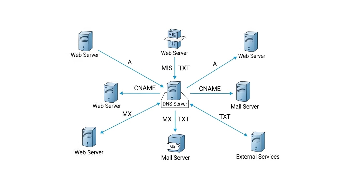 Registros DNS: A, CNAME, MX, TXT, SPF y DKIM Guía